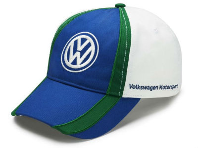 Бейсболка Volkswagen Motorsport Baseball Cap, Blue/Green/White, артикул 5NG084300A