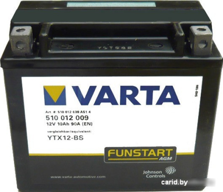Мотоциклетный аккумулятор Varta Funstart AGM YTX12-BS 510 012 009 (10 А/ч)