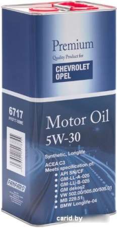 Моторное масло Fanfaro for Chevrolet Opel 5W-30 5л