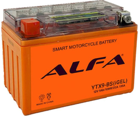 Мотоциклетный аккумулятор ALFA YTX9-BS iGel (9 А·ч)