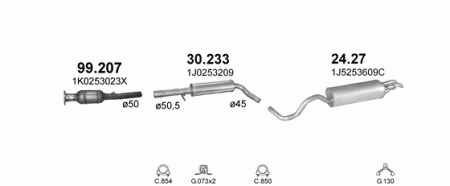 Глушитель Volkswagen Golf (1997-2004) 2427