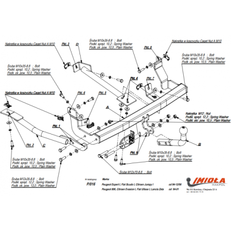 Прицепное устройство (фаркоп) Citroen Evasion (1994-2002) P016