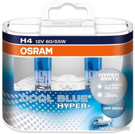 Галогенная лампа Osram H4 Cool Blue Hyper Plus 2шт [62193CBH+-DUOBOX]