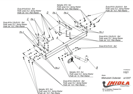 Прицепное устройство (фаркоп) Mitsubishi Outlander (2003-2007) Y021