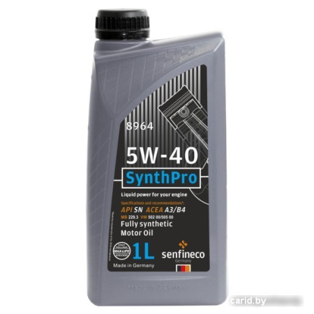 Моторное масло Senfineco SynthPro 5W-40 API SN ACEA A3/B4, 1л