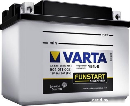 Мотоциклетный аккумулятор Varta Funstart Freshpack YB4L-B 504 011 002 (4 А/ч)